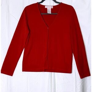 JONES NEW YORK Red Button Front Long Sleeve Cardigan Sweater Top M